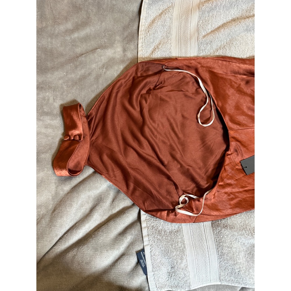 NWT Lulus Size XS Love in Your Life Rust Brown Satin Halter Maxi Dress Formal - Picture 6 of 7